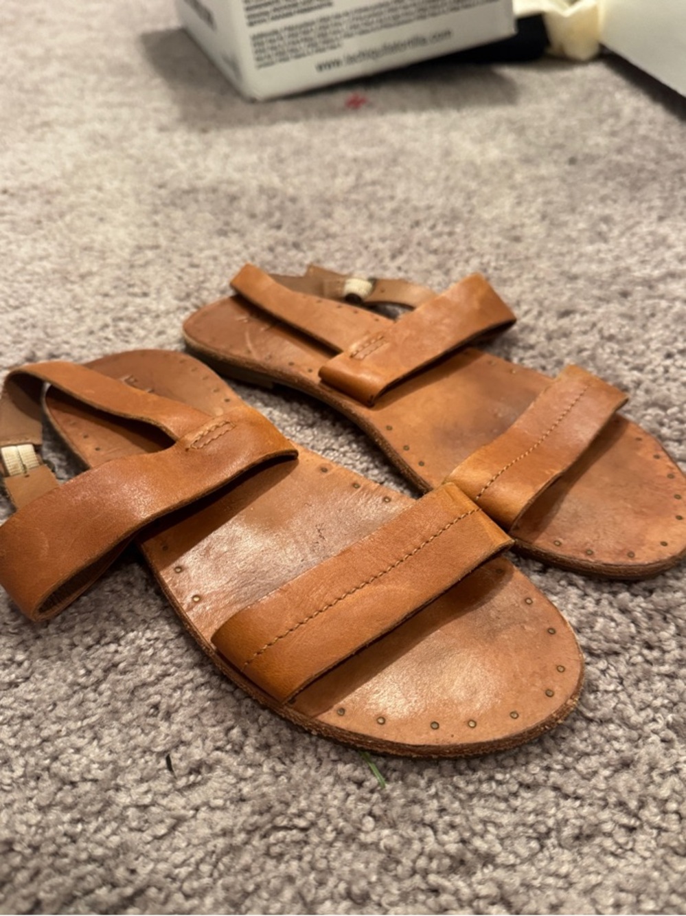 Frye Tan Leather Slide Sandals